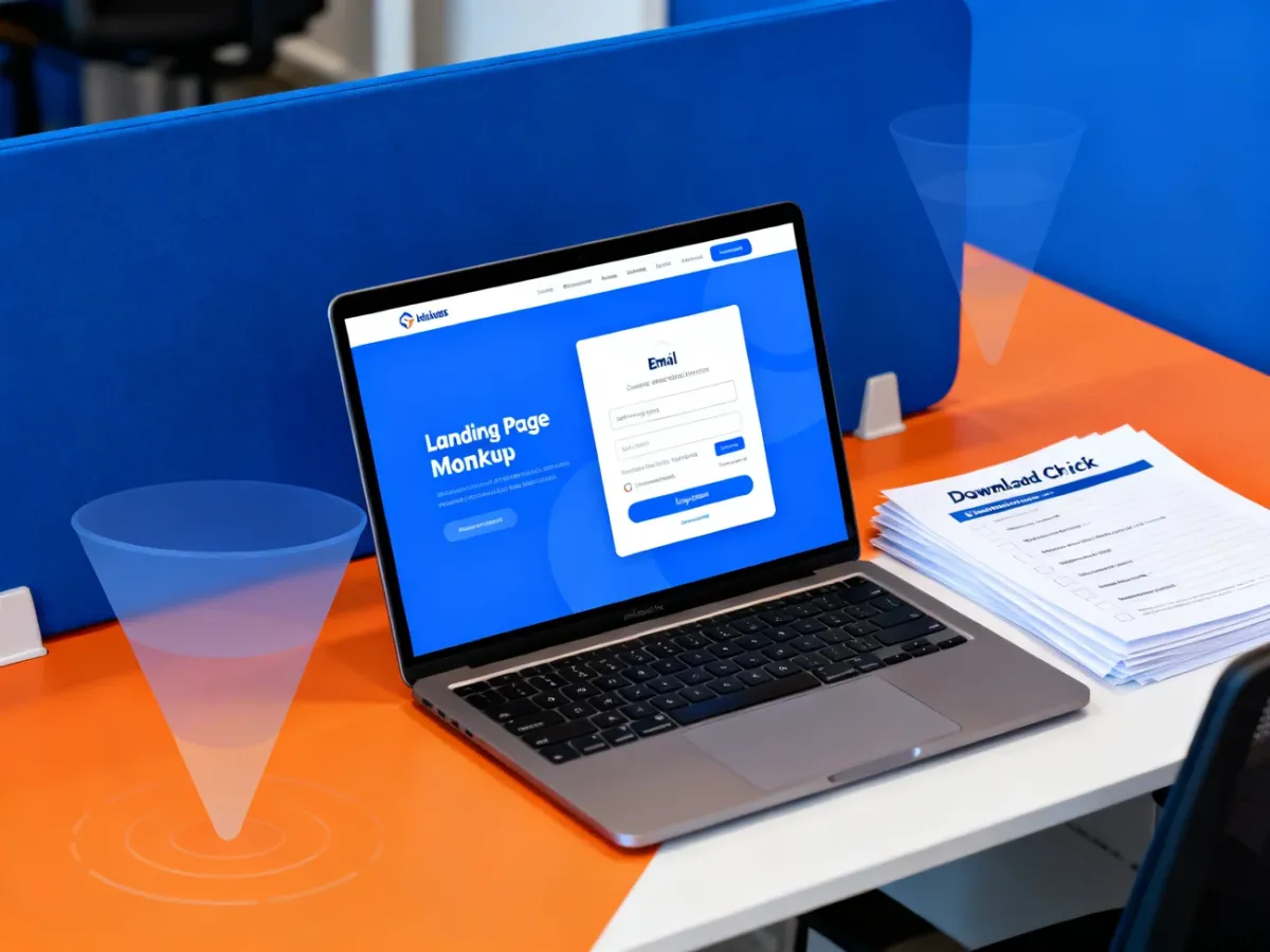 Stanowisko pracy z formularzem zapisu i materiałem lead magnet