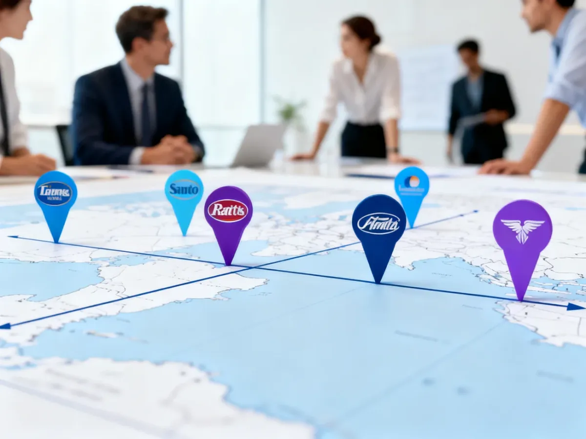 Mapa percepcji przedstawiająca pozycje konkurencyjnych marek